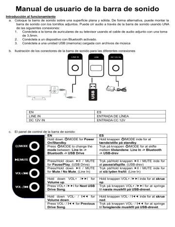 Denver DSB-2010MK2 Bluetooth soundbar Manual de usuario | Manualzz