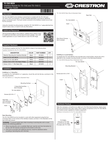 Crestron TS-1542-IMCW Installation Guide | Manualzz