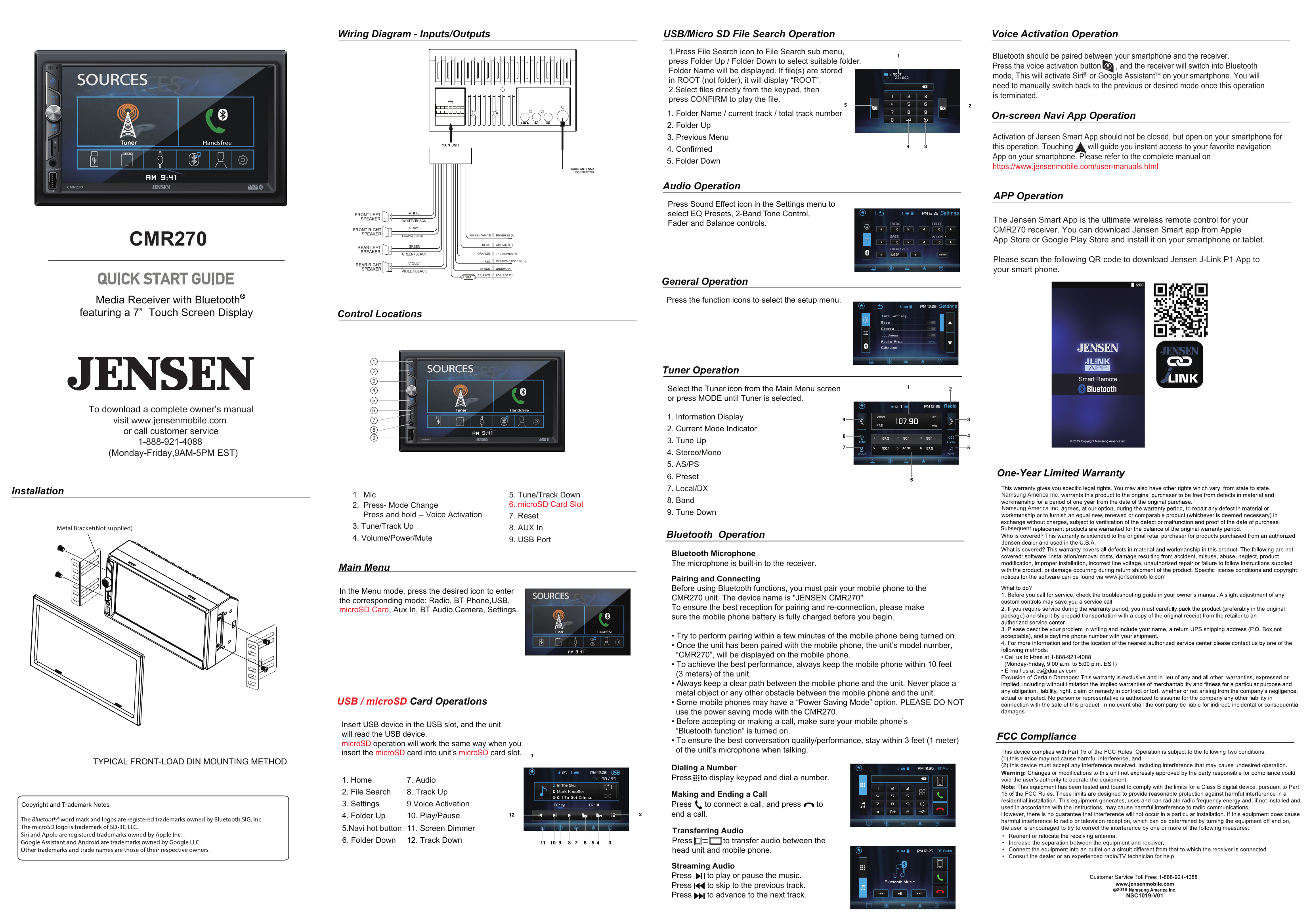 Jensen Cmr270 Quick Start Guide Manualzz