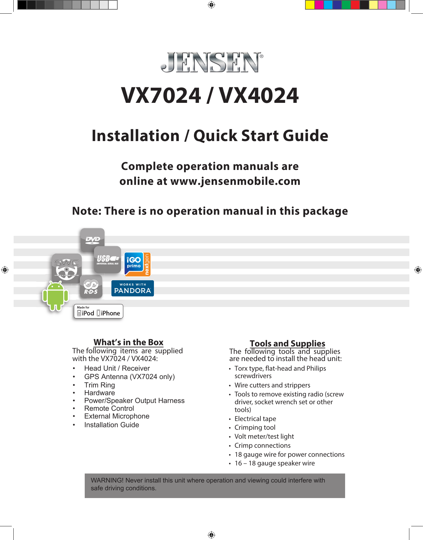 Jensen Vx4024 Multimedia Installation Manual Manualzz