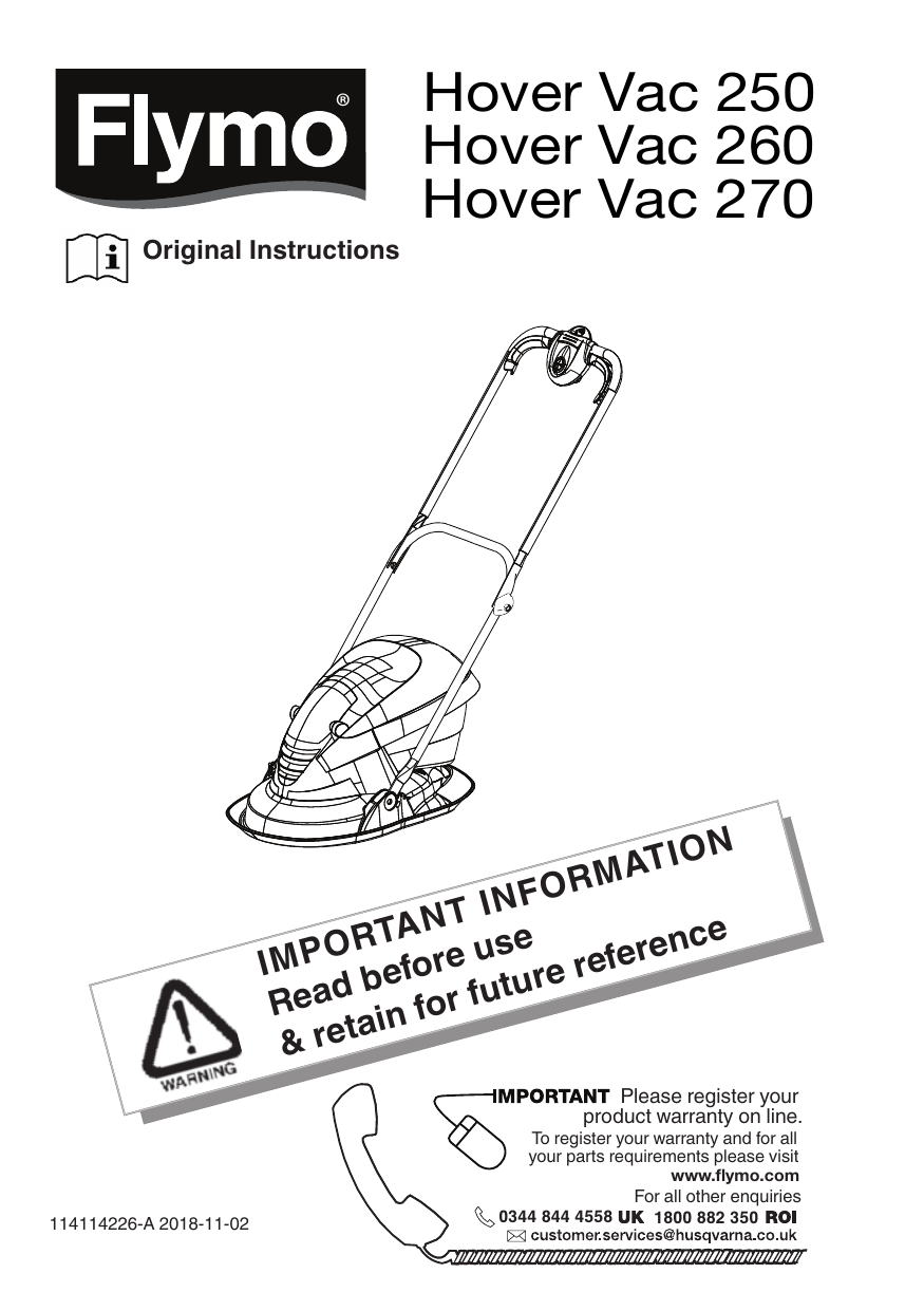 Flymo hover vac online 250 spacers