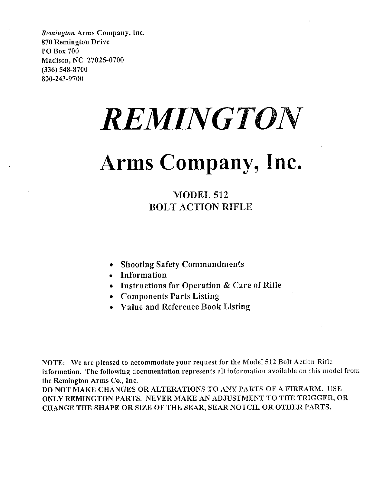 remington sportmaster 512 bolt assembly