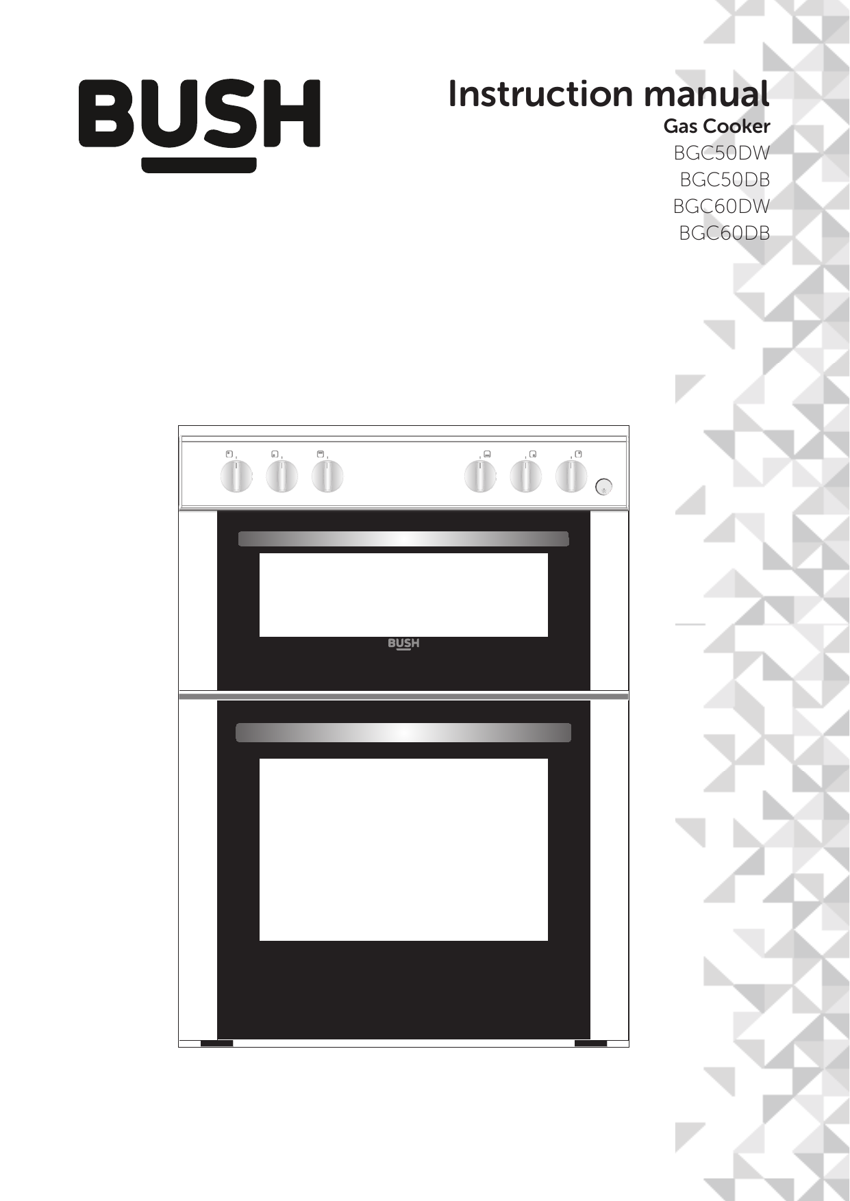 bush bgc50db 50cm double oven gas cooker black