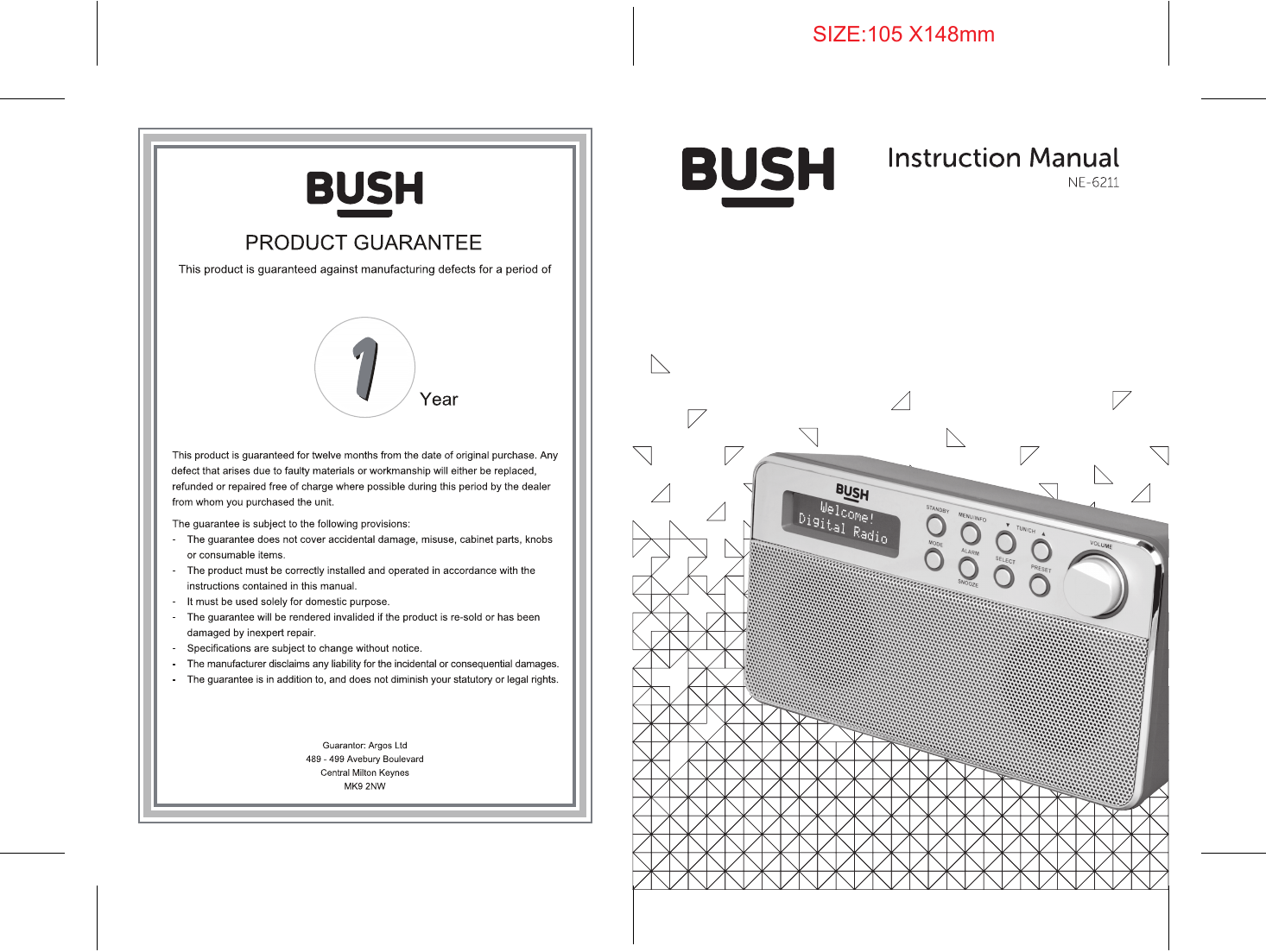 Bush STEREO DAB RADIO RED, stereo User manual Manualzz