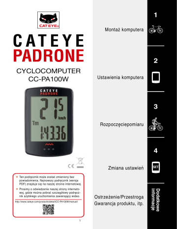 Cateye Padrone [CC-PA100W] Computer Instrukcja obsługi | Manualzz