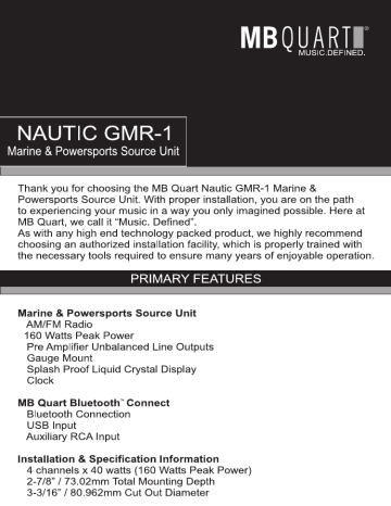 Mb Quart Gmr 1 Source Unit Manual Manualzz