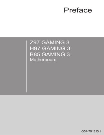 MSI H97 GAMING 3, Z97 GAMING 3 Owner's manual | Manualzz