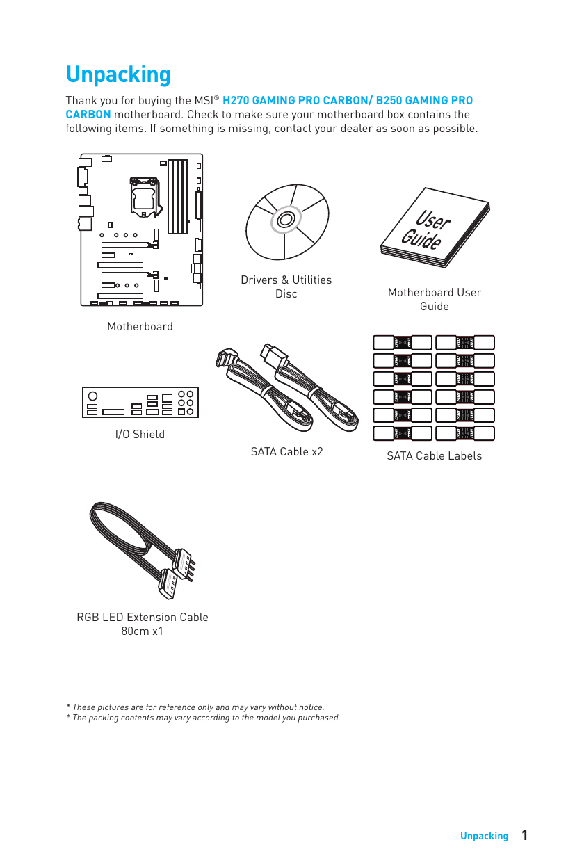 ⭐️⭐️⭐️⭐️⭐️ MSI H270M / B250M Motherboard Manual & Driver Disc Set