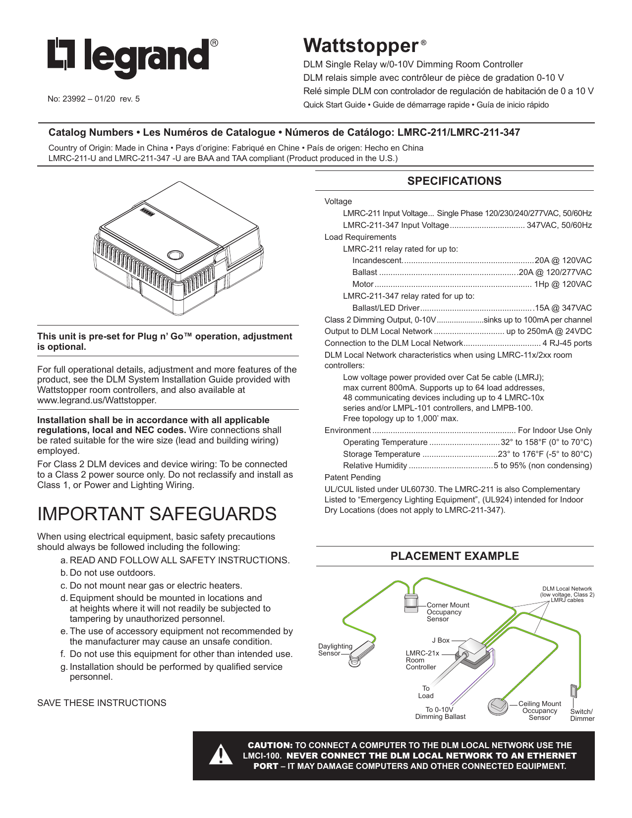 Legrand LMRC-211 DLM Single Relay w/0-10V Dimming Room Controller Quick  Start Installation guide | Manualzz Alarm Panel Wiring Diagram Manualzz