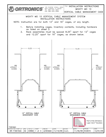 Legrand MM10 Vertical Cable Management Cage, Instruction Sheet | Manualzz