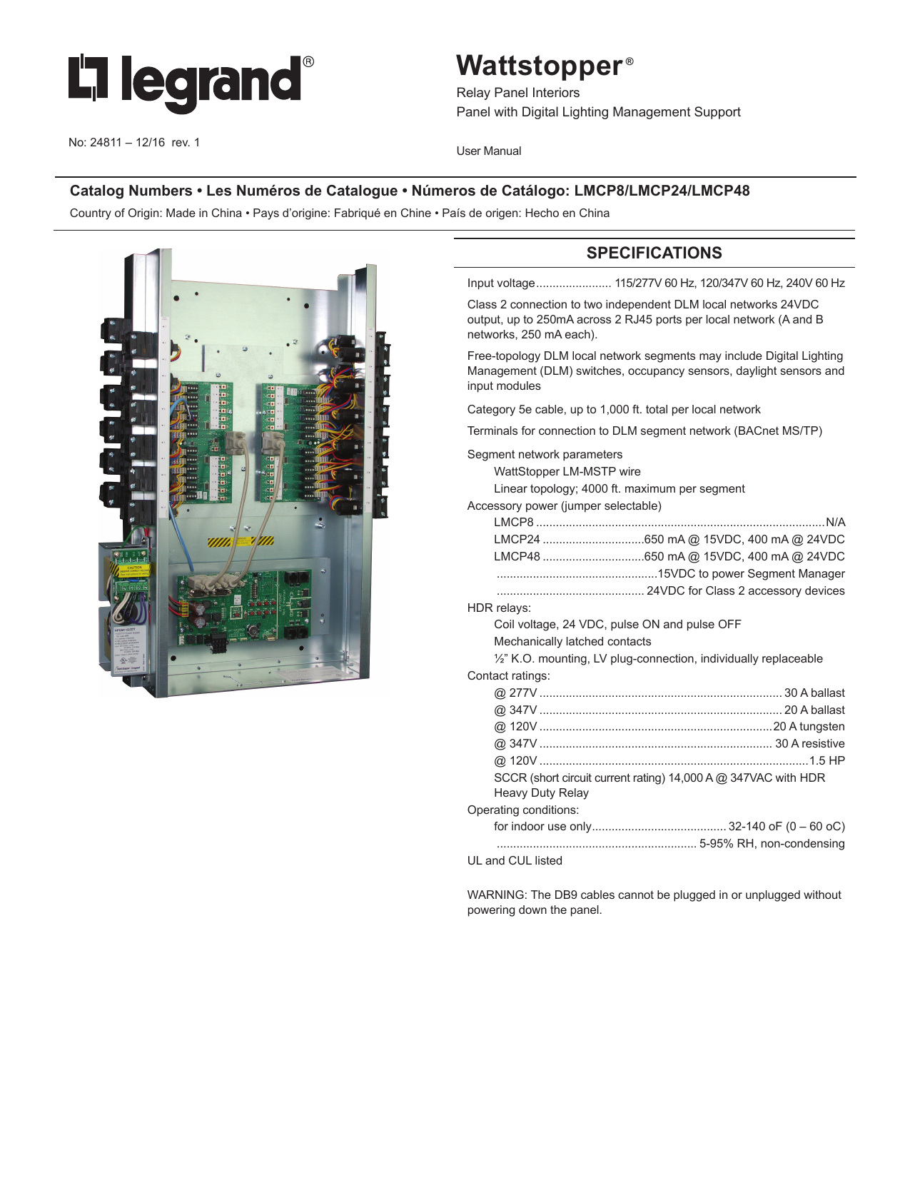 Legrand LMCP8/24/48 Relay Panel Interiors User Guide | Manualzz Motion Sensor 3-Way Switch Wiring Diagram Manualzz