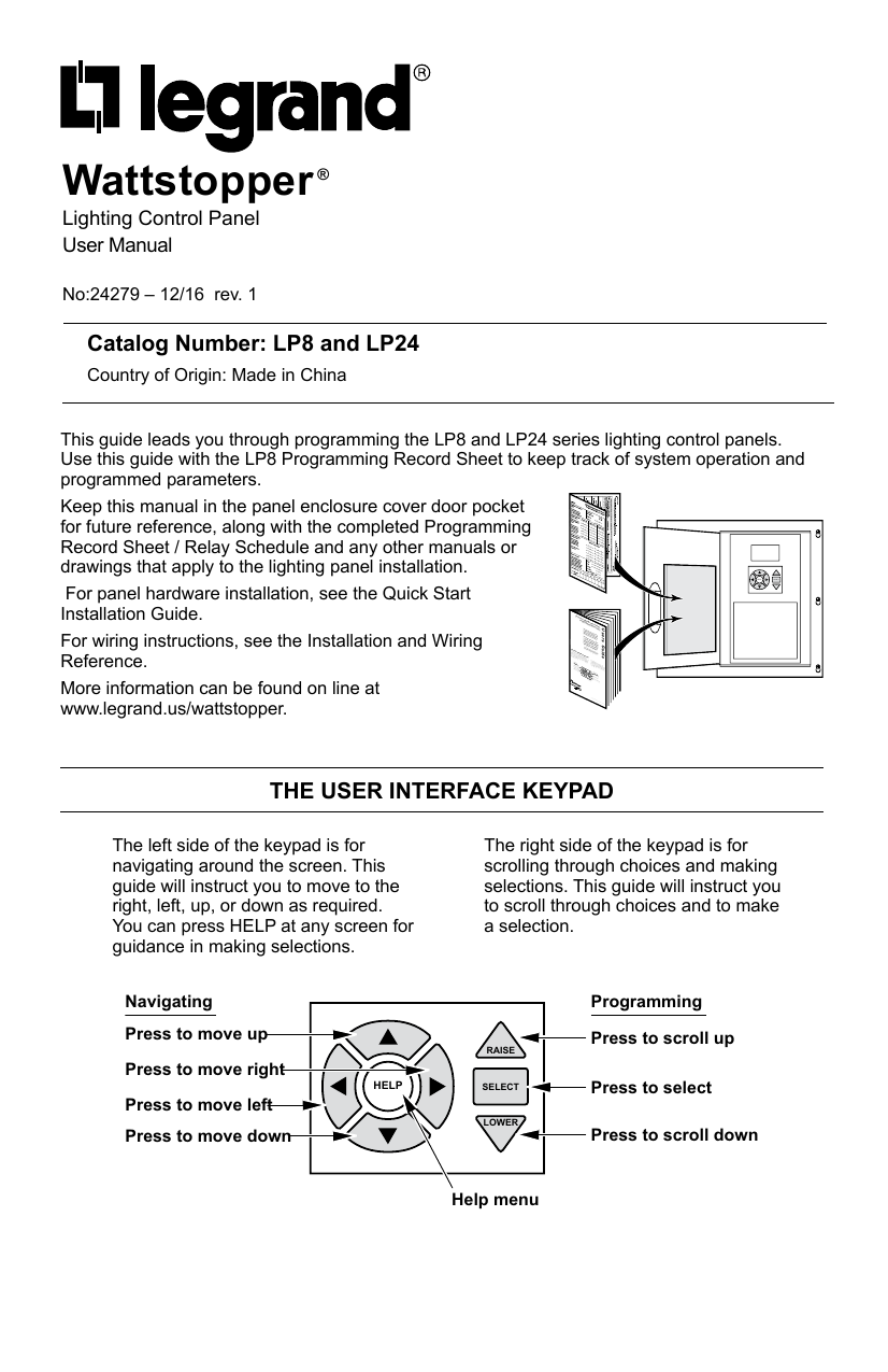 Legrand LP8/LP24 Lighting Control Panel User guide | Manualzz