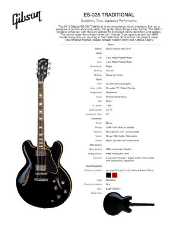Gibson ES-335 Traditional 2018 Spec Sheet | Manualzz