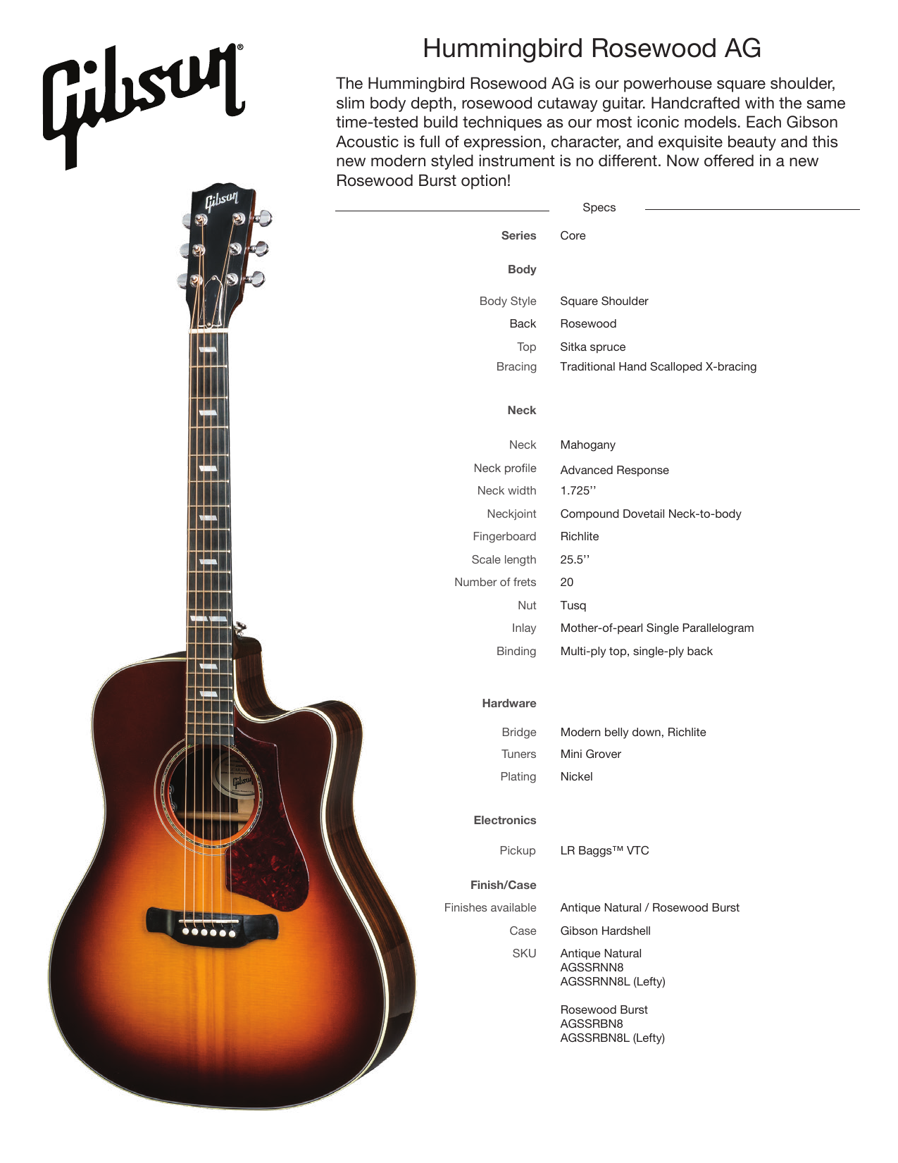 hummingbird rosewood ag