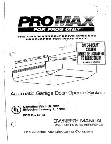 Genie Pmx 75 Operation Manual Manualzz, Alliance Manufacturing Company Garage Door Openers