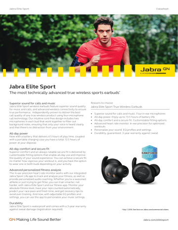 Jabra Elite Sport Datasheet | Manualzz