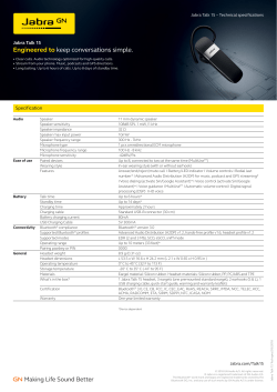 Jabra Talk 15 - Datasheet, Quick start 