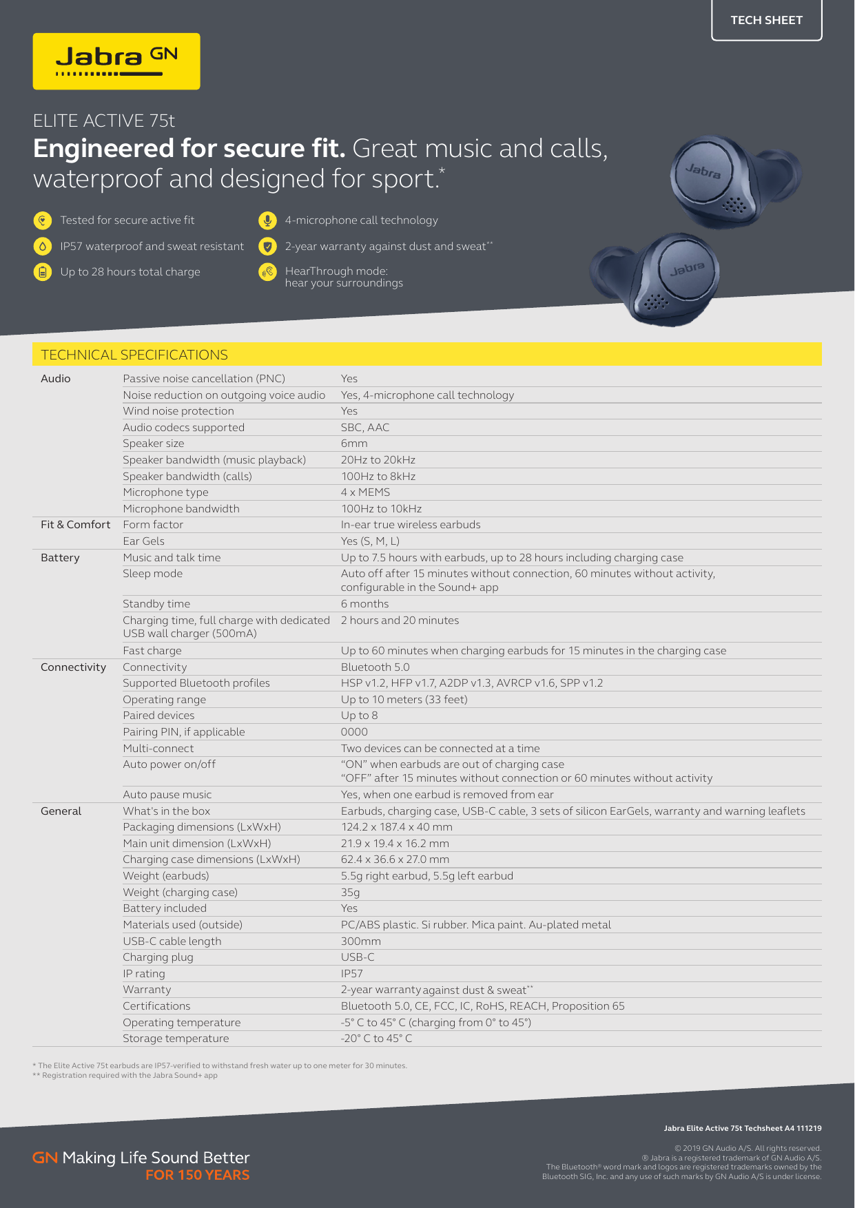 jabra elite active 75t wind noise
