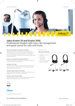 Jabra Evolve 20 MS Stereo Datasheet