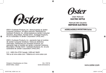 Oster BVSTKT7098-000 7-Cup Illuminating Glass Kettle 1.7-Liter