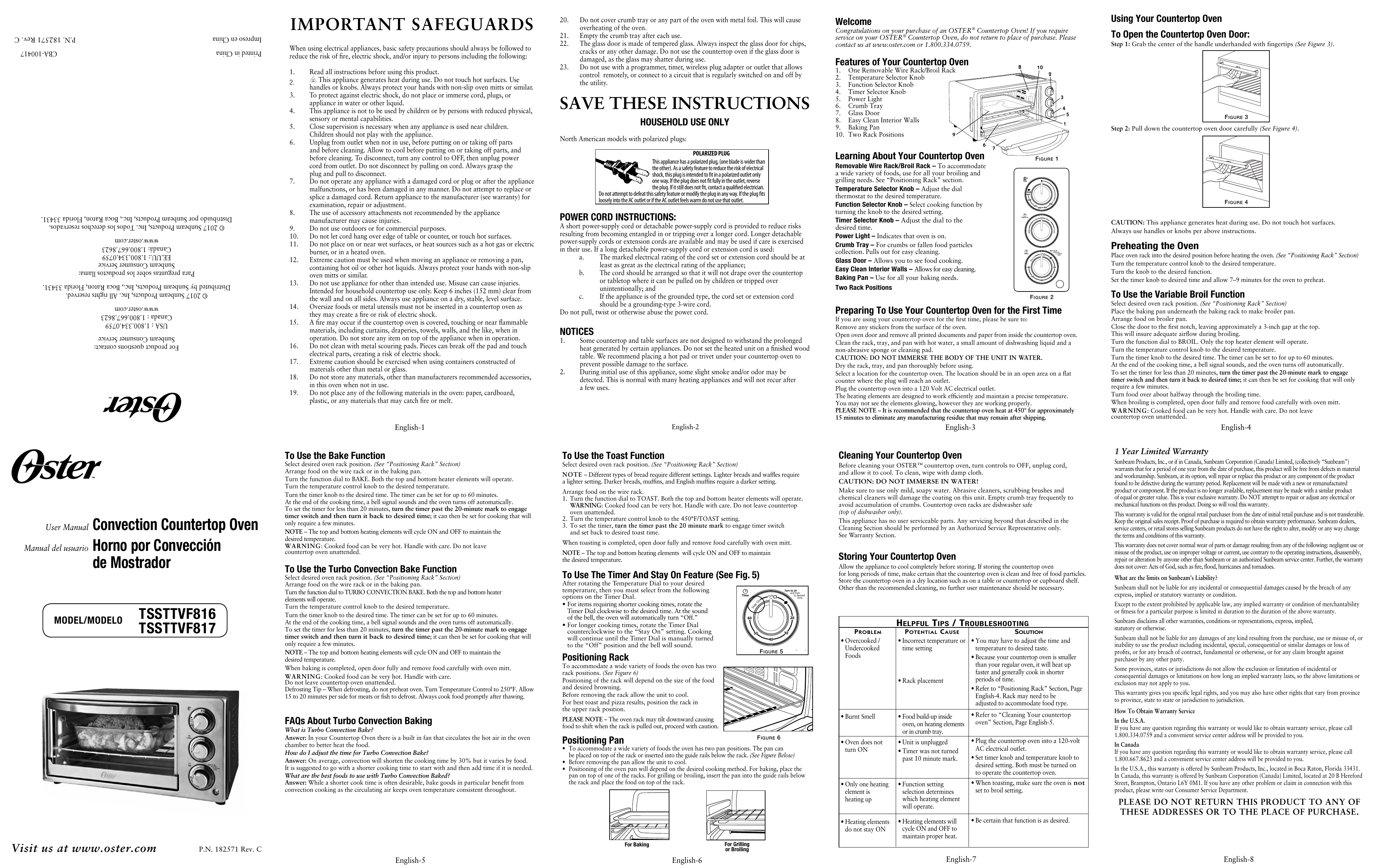 Oster TSSTTVF816 6 Slice Toaster Oven Instruction Manualzz