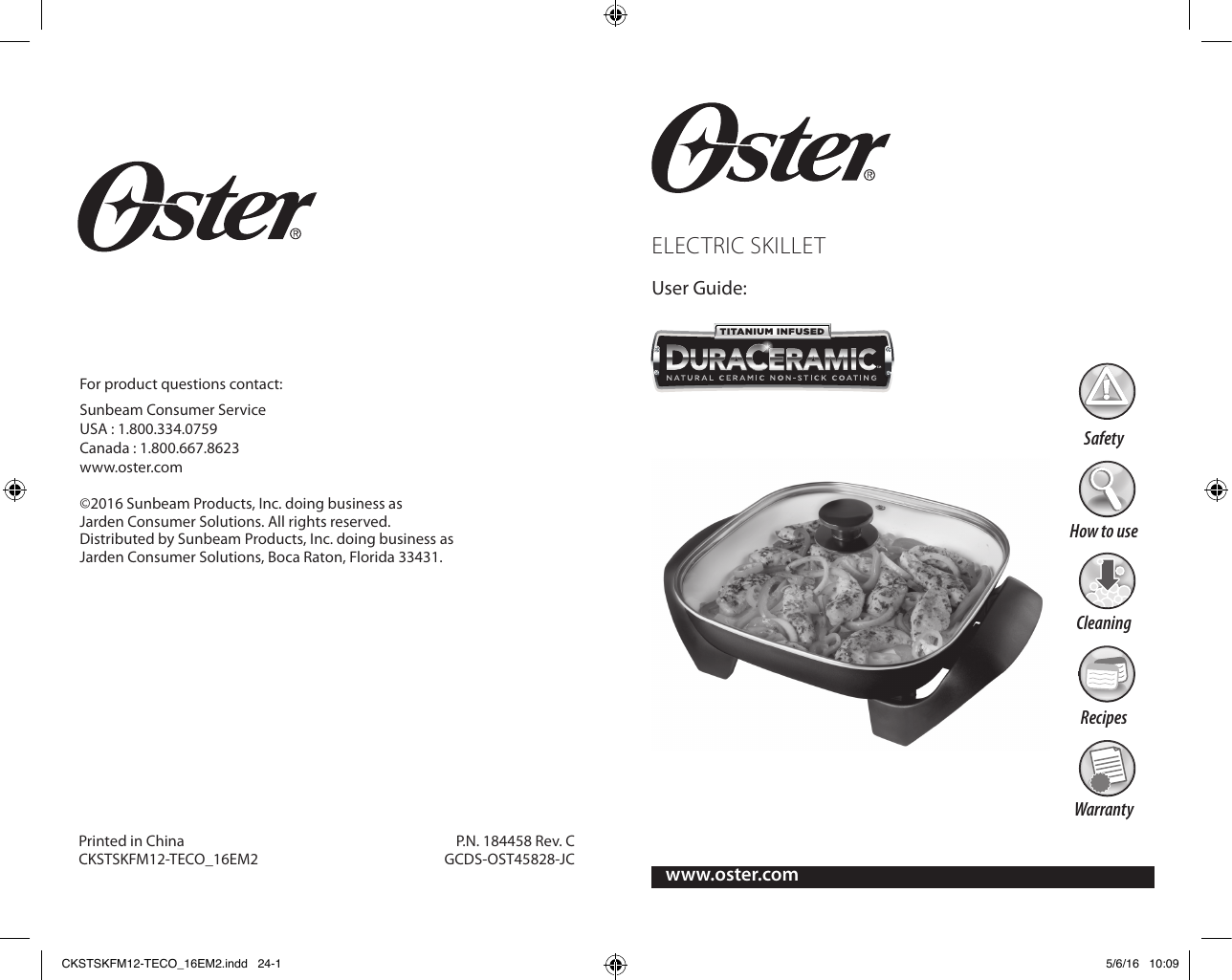 Oster CKSTSKFM12-TECO Titanium Infused DuraCeramic 12 Square