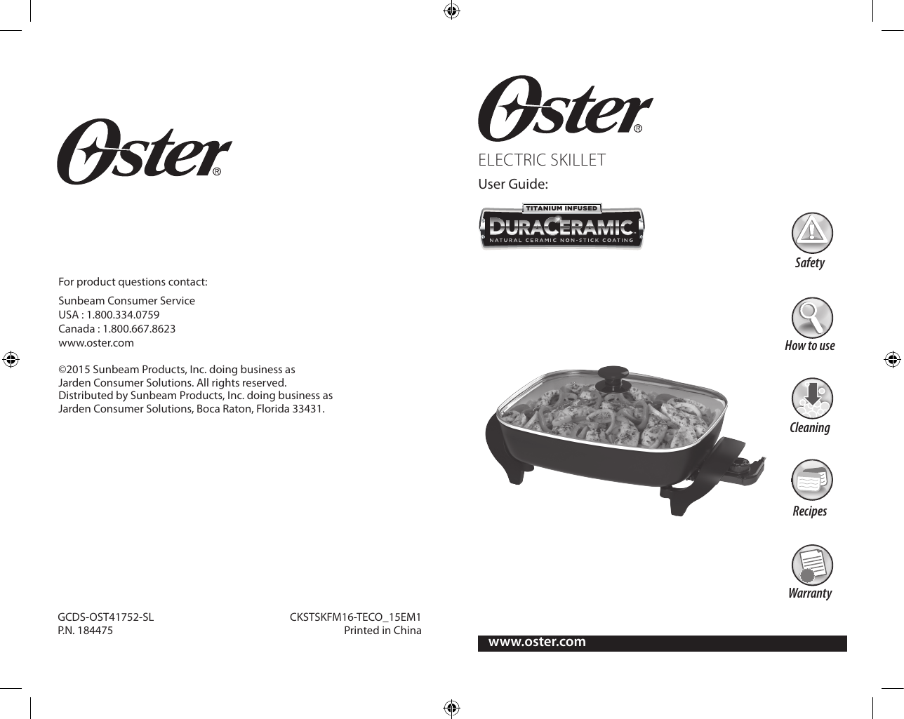 Oster CKSTSKFM12-ECO DuraCeramic Electric Skillet, 12-Inch