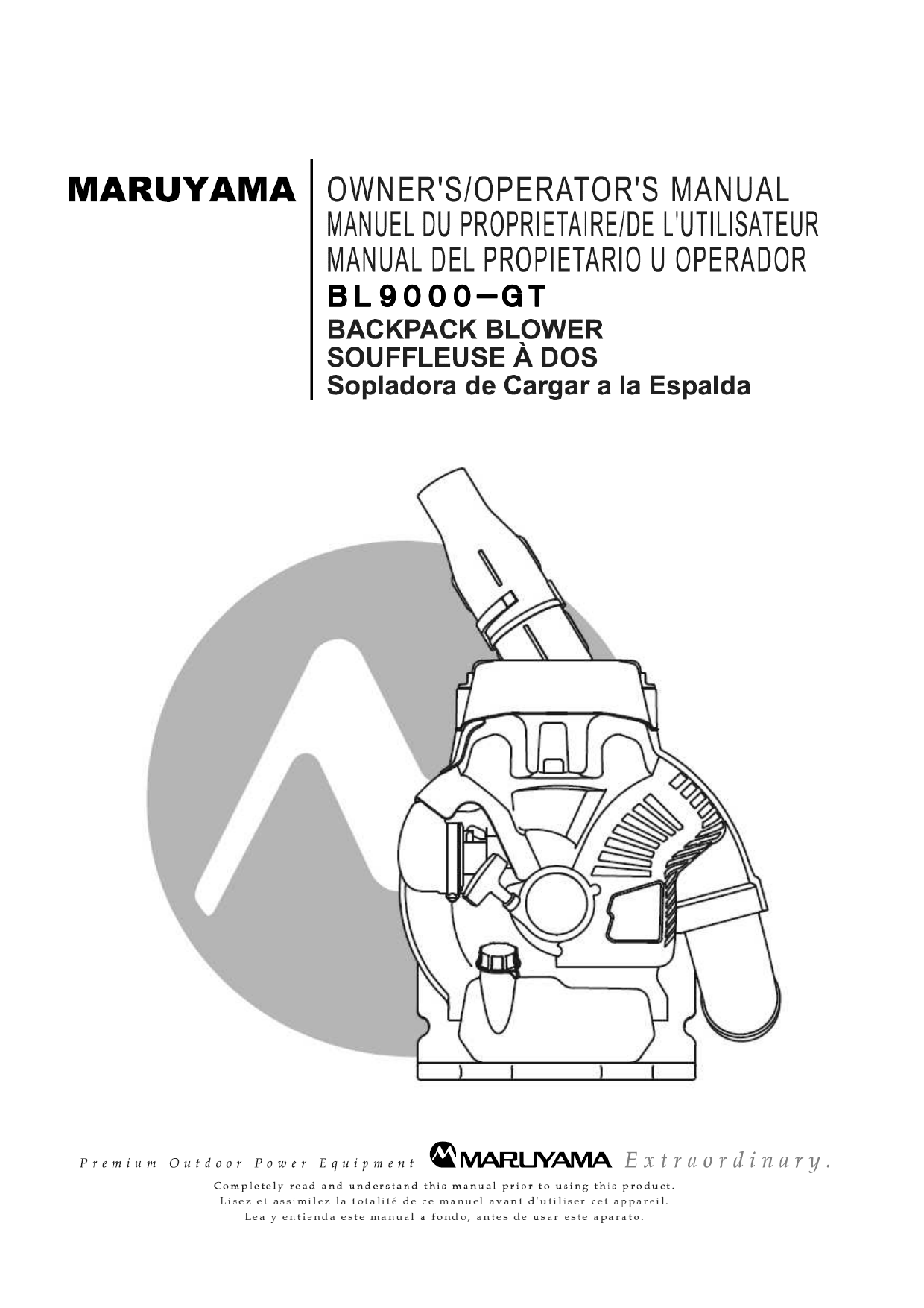 Maruyama BL9000-GT-HA, BL9000-GT Manuel du propriétaire | Manualzz