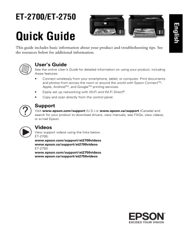 Epson ET-2750 Quick Guide | Manualzz