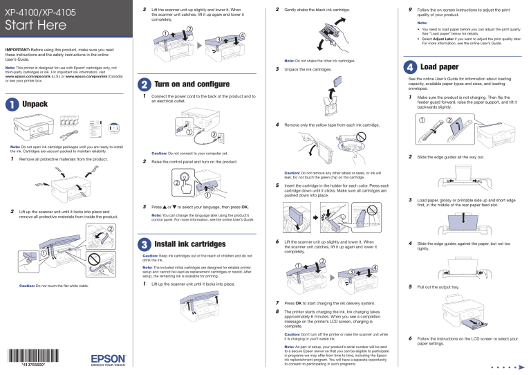 Epson Xp 4100 Xp 4105 Installation Guide Manualzz