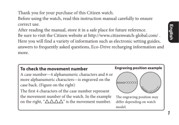 Citizen BX1010 11L Eco Drive Setting Instruction Manualzz