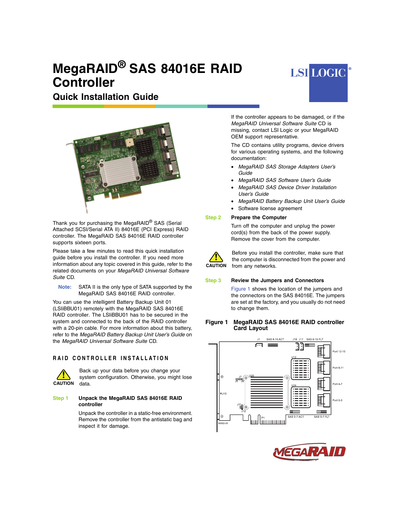 MegaRAID SAS 84016E RAID Controller User Guide Manualzz