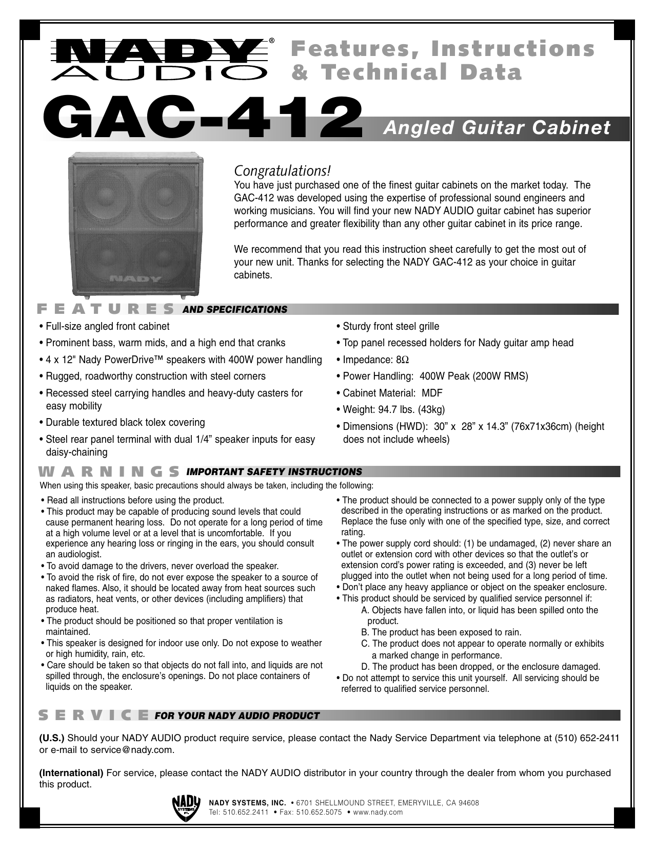 Nady Gac 412 User Manual Manualzz