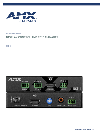 AMX DCE-1 In-Line Controller multi-format matrix switchers accessories Instruction Manual | Manualzz
