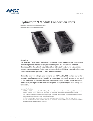 AMX HPX-AV102-RGB A hydraport modules for hpx-600/900/1200 and hydraport touch Connection Ports | Manualzz