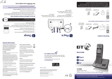 BT BT2000 Cordless telephone Quick Start Guide | Manualzz
