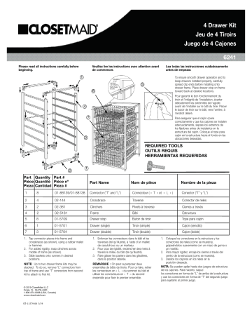 ClosetMaid 5 Drawer Kit Guide D'installation | Manualzz