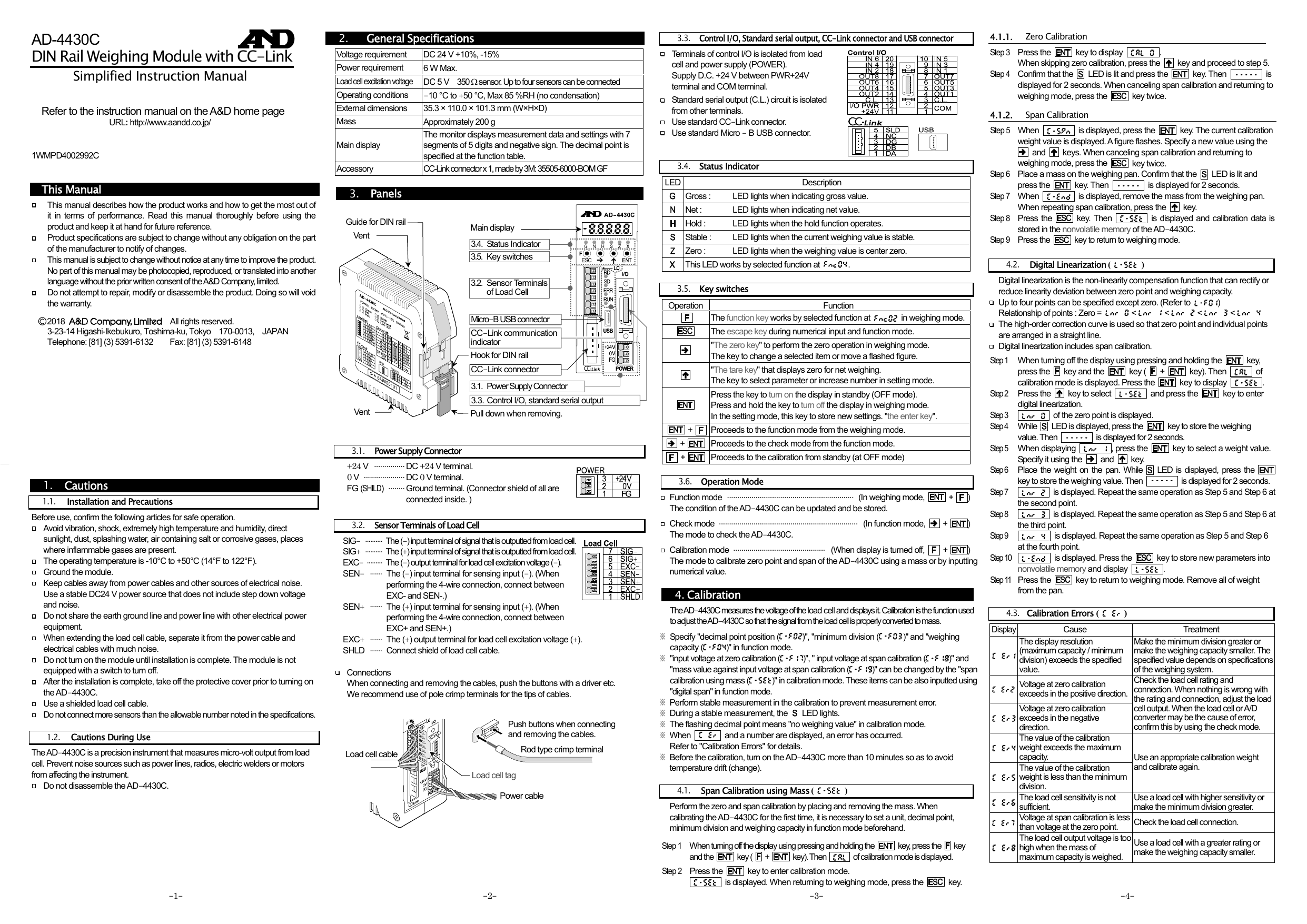 AND AD-4430C Instruction Manual | Manualzz