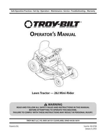 Troy bilt 30 discount riding mower manual