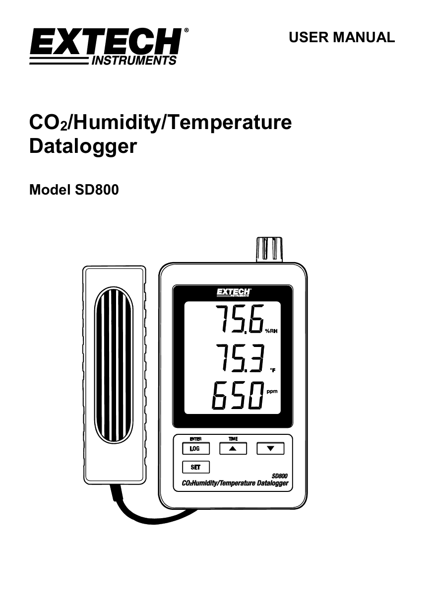 Extech SD800 CO2 Humidity Temperature Datalogger Records Directly to SD Memory 