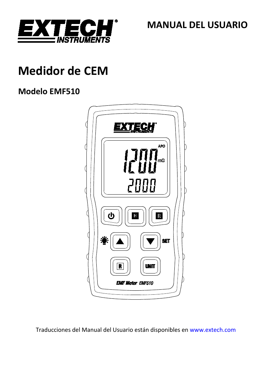 Extech Instruments EMF510 EMF/ELF Meter Manual de usuario Manualzz