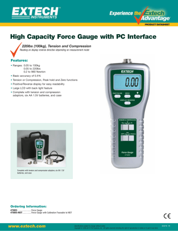 Extech Instruments 475055 High Capacity Force Gauge Datasheet 