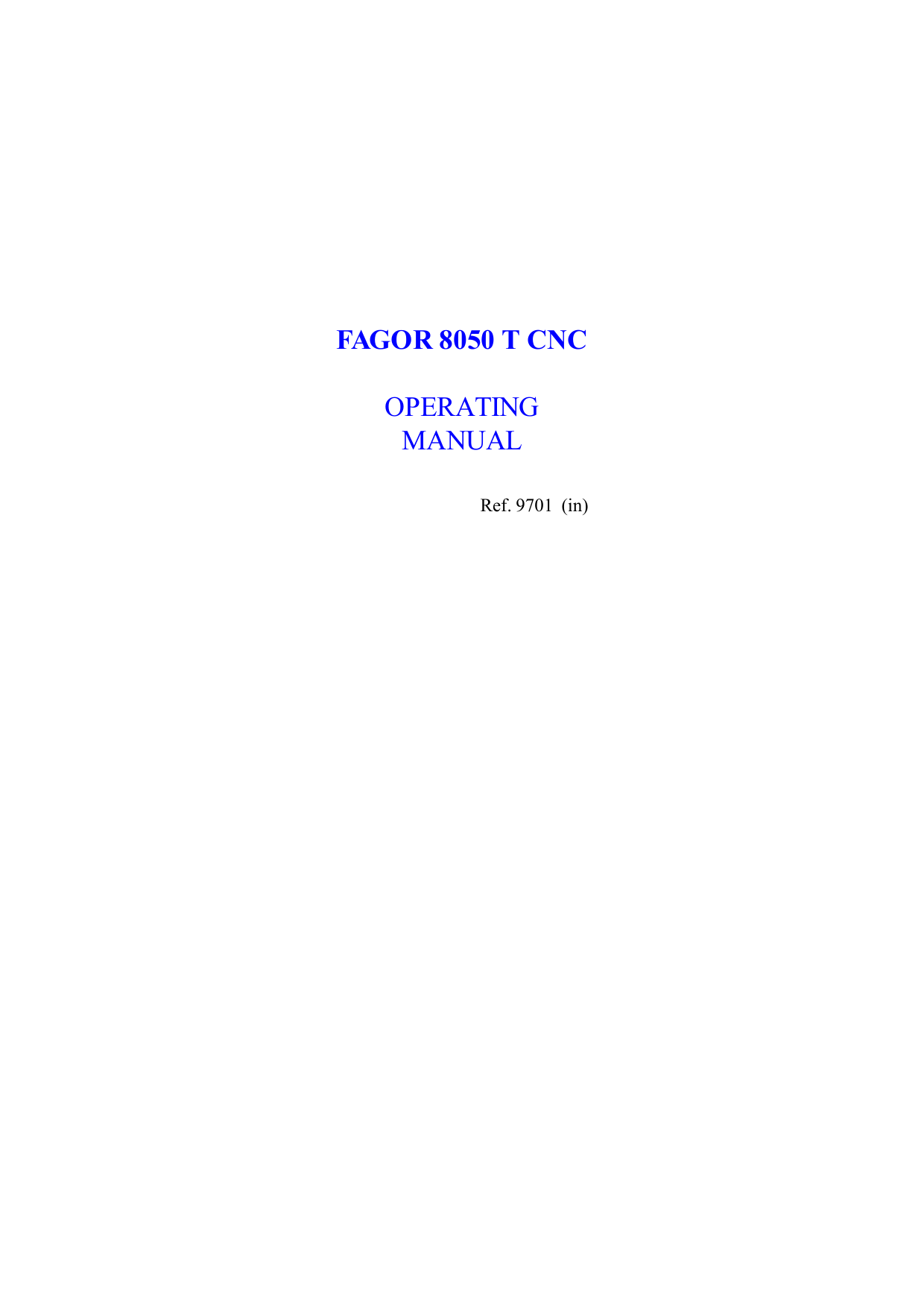 Fagor Cnc 8050 T User Manual Manualzz