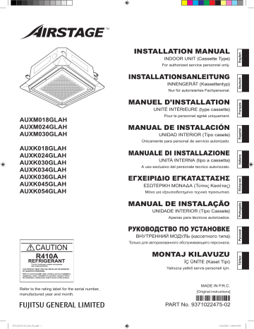 Fujitsu AUXK045GLAH Guide d'installation | Manualzz