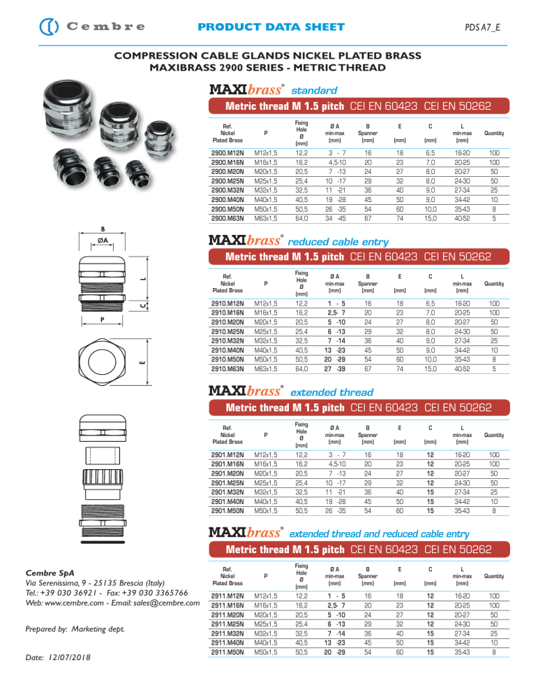 Cembre 2901 M Datasheet | Manualzz