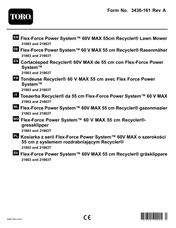 Toro Flex-Force Power System 60V MAX 55cm Recycler Lawn Mower Walk Behind Mower Benutzerhandbuch | Manualzz