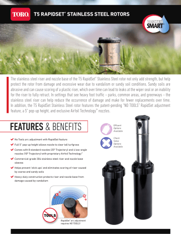 Toro T5 RapidSet Series Rotor Sheet | Manualzz