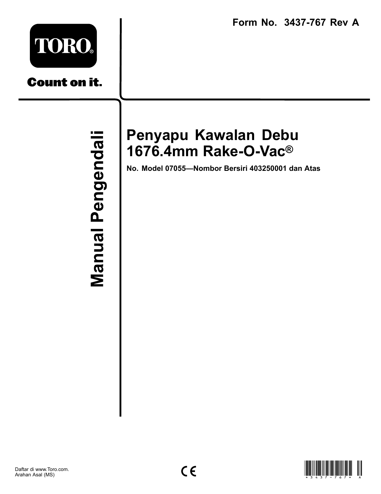 Toro Dust Control 66in Rake O Vac Sweeper Panduan Pengguna Manualzz