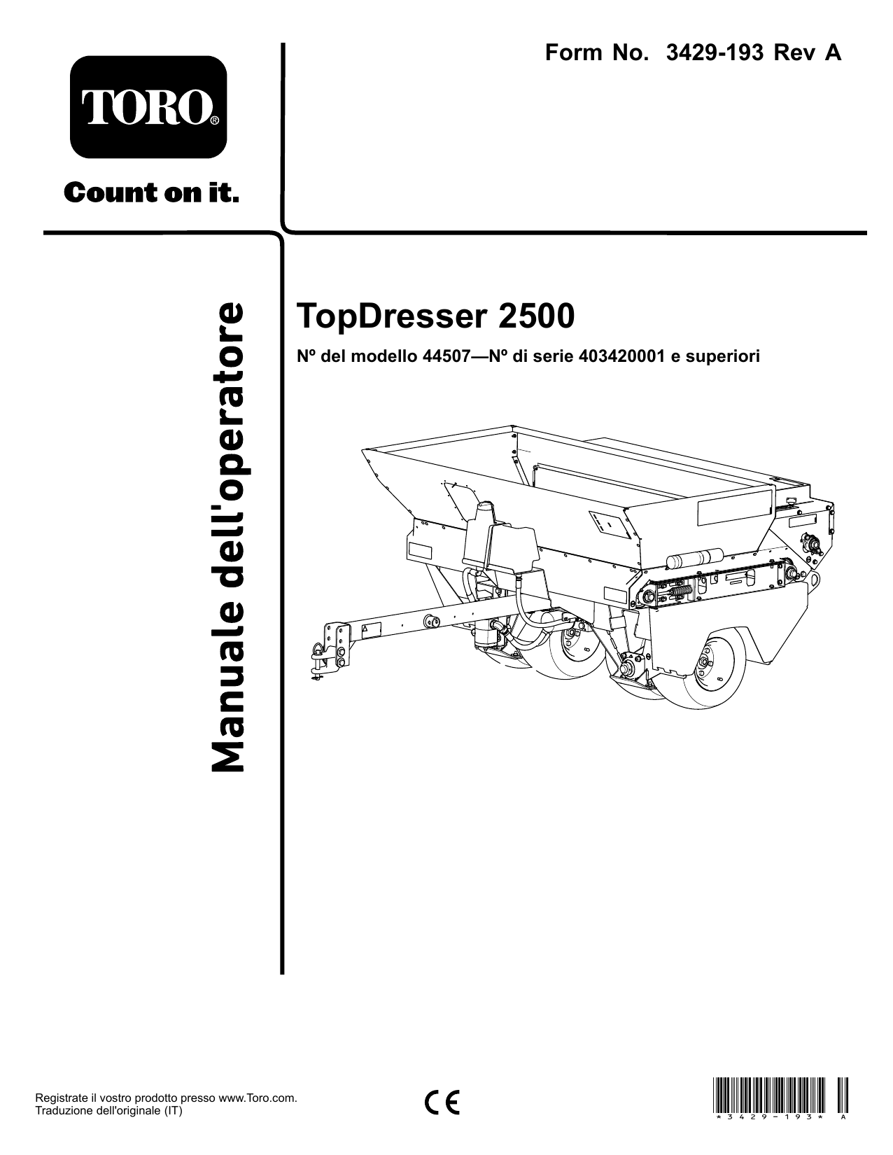 Toro Topdresser 2500 Top Dresser Manuale utente Manualzz