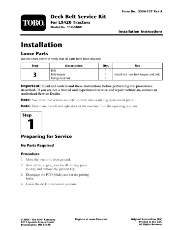 Toro lx420 deck belt hot sale